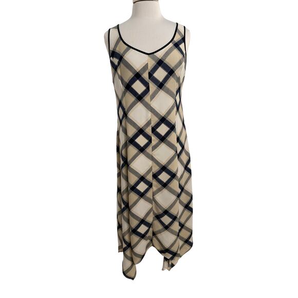 Jones New York Women's 12 Classic Chic Plaid Asymmetric Sleeveless Maxi Dress - Picture 2 of 9